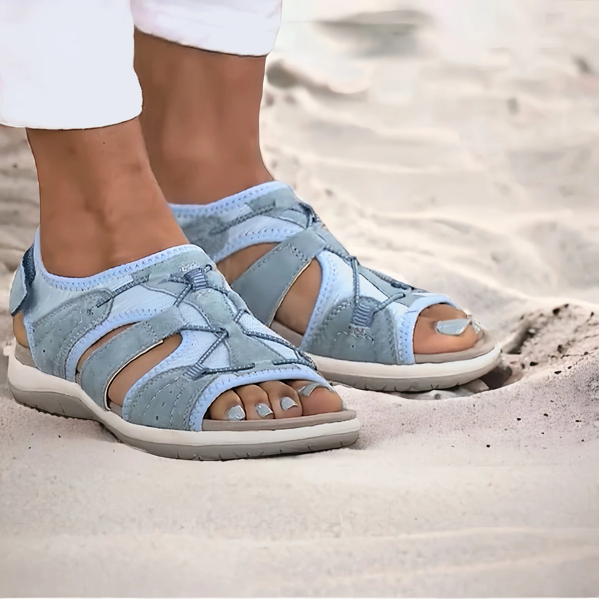 Orthopedische sandalen om pijnvrij te lopen — Hemelsblauw, foto 6